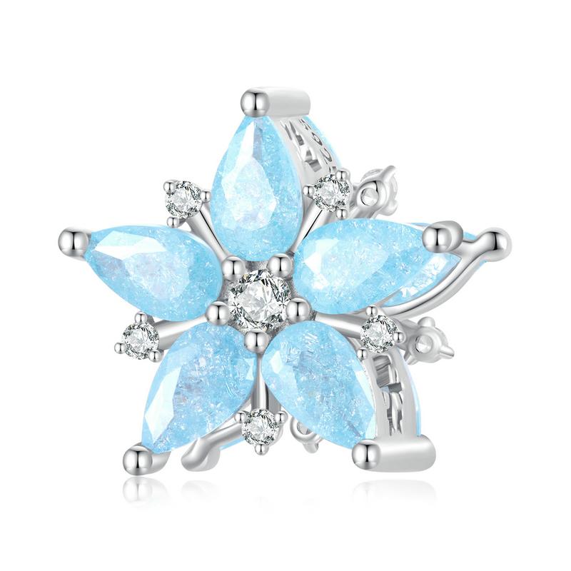 WOSTU 925 Sterling Silver Snowflake Butterfly Charms Blue Crystal Crown Beads Fit DIY Bracelet Necklace Gift Winter Ice Kingdom
