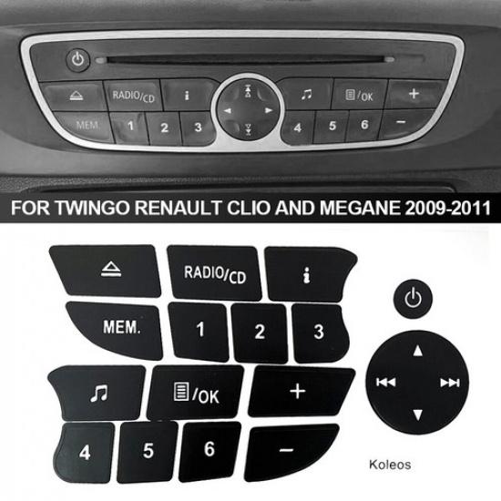 2Pcs Car Audio Button Button Repair Stickers Decal Accessories 16Keys for Twingo