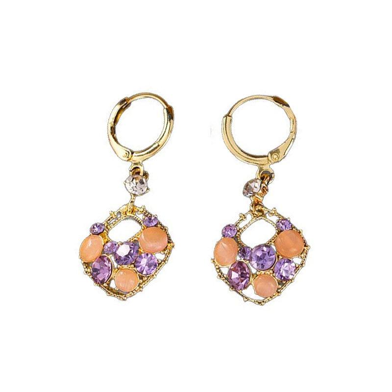Opal Diamond Hollow Earrings Light Luxury Super Flash Diamond Contrasting Diamond Stud Earrings Niche High-End Exquisite Earrings