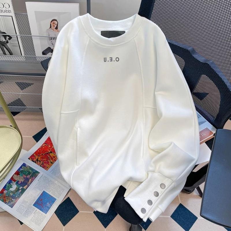 Trendy Boyfriend Spring Autumn 2024 New Splicing Pullovers O-Neck Letter Fashion Solid Color Loose Casual Long Sleeve Hoodies