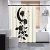 Romantic Black Roses & Crescent Moon Shower Curtain - Sparkling Stars, Soft Beige Background, Durable Polyester, Bathroom Decor