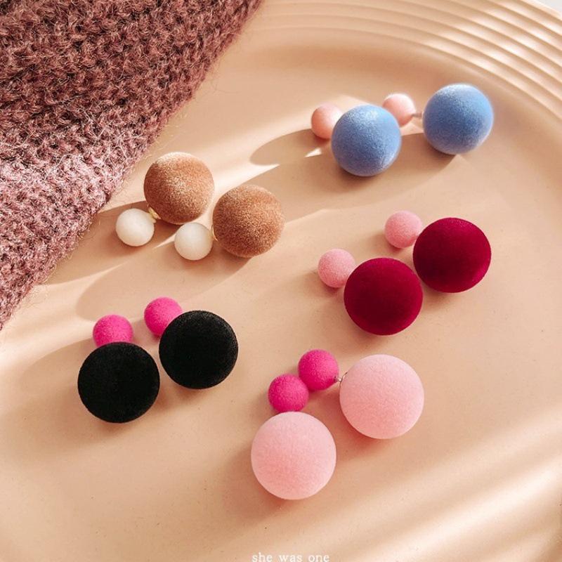 Elegant Two-Tone Round Ball Earrings: Double-Sided, High-End, Cute Studs for Daily Wear