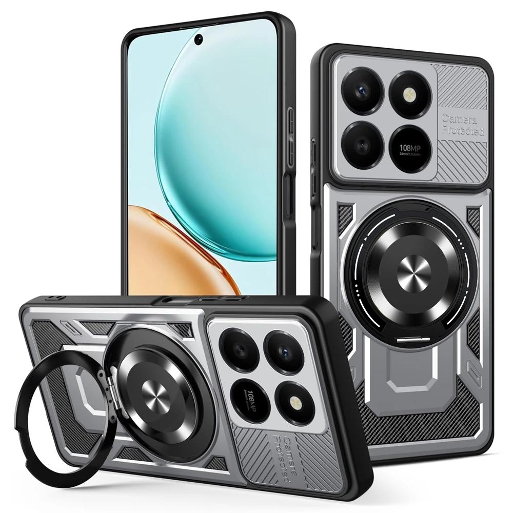 Shockproof Armor Magnetic Holder Ring Case For Honor X7D 4G HonorX7D 5G For Magsafe Wireless Charging Cover For Honor 400 Smart