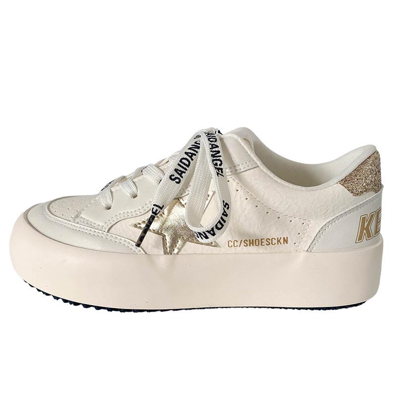 

6612 латексная стелька/звезда толстая подошва круглый носок белая обувь женская обувь кеды легкие немецкие тренировочные туфли 2025 новые модели 40