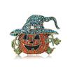 Creative Alloy Rhinestones Big Pumpkin Wizard Brooch Halloween Men'S And Women'S Suit Sweater Corsage Ornament Pin