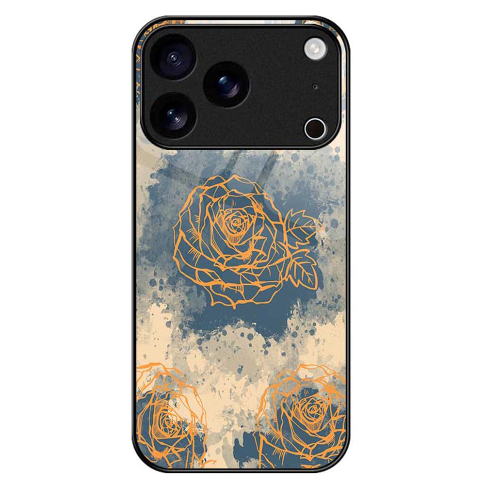 For iPhone 17 Pro Max Case TPU PC Tempered Glass Pattern Printing Phone Back Cover