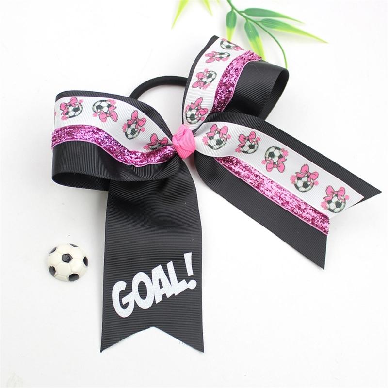 10PCS Soccer Themed Fabric Hair Bowknots Supporter Hair Decorations Perfect For Sports Event And Celebration