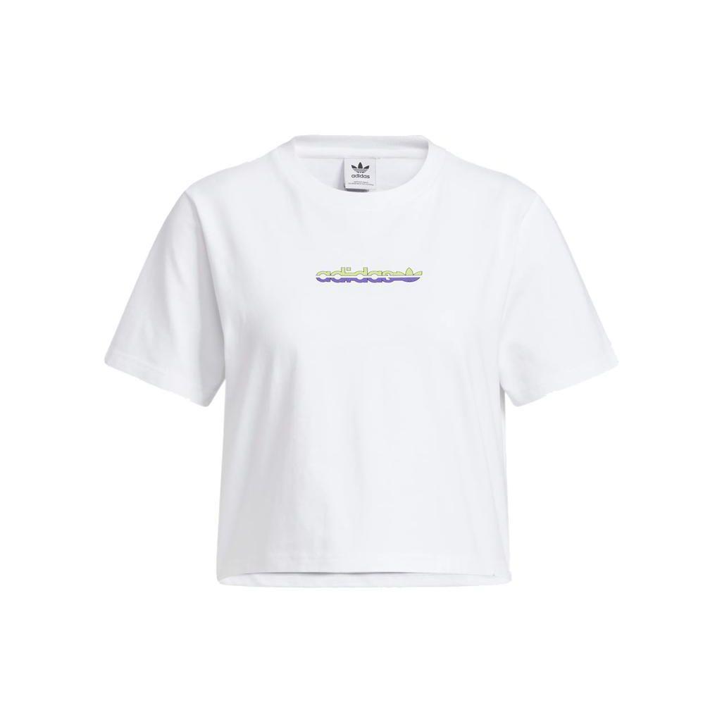 Adidas Originals Solid Color Short Sleeve Letter Logo Print T-Shirt Women Tops White HP0099 32