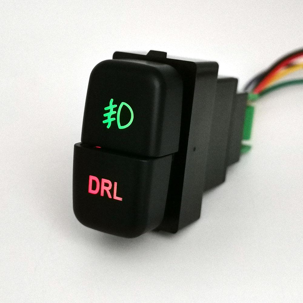 DC12V Car Dual key Switch LED DRL Fan Power on off Radar Switch Button with wire For Mitsubishi Pajero Triton ASX Lancer