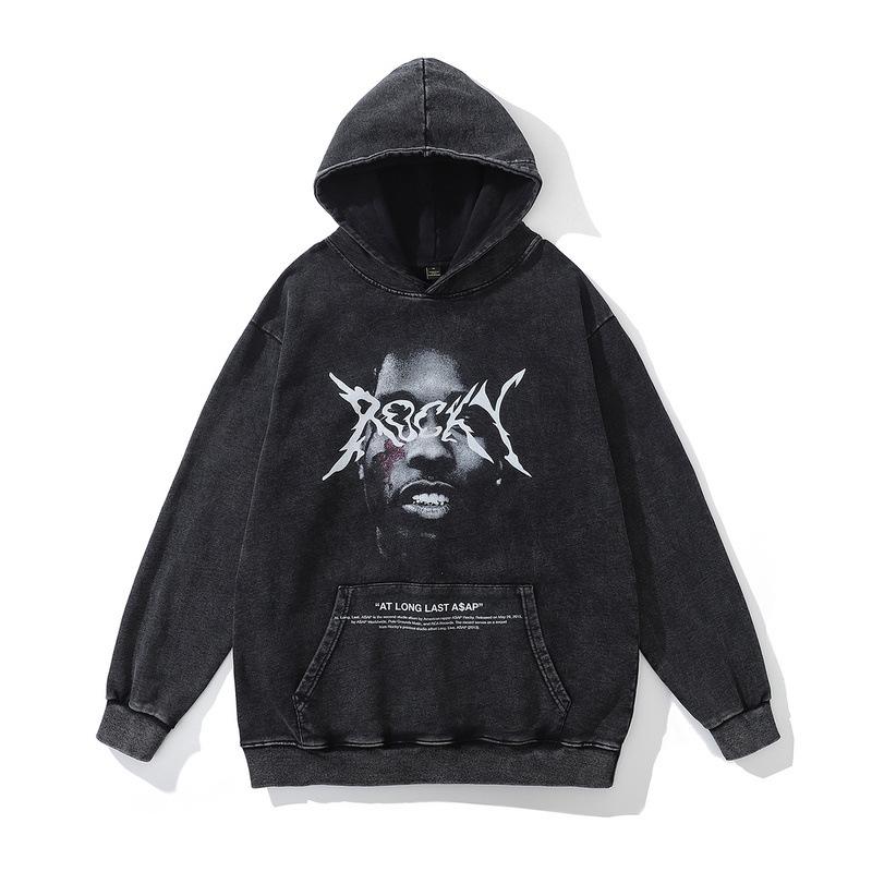 Fried Color Crew Neck Sweater Autumn American Hip Hop Direct Injection Printing Long Sleeve T-Shirt Men And Women