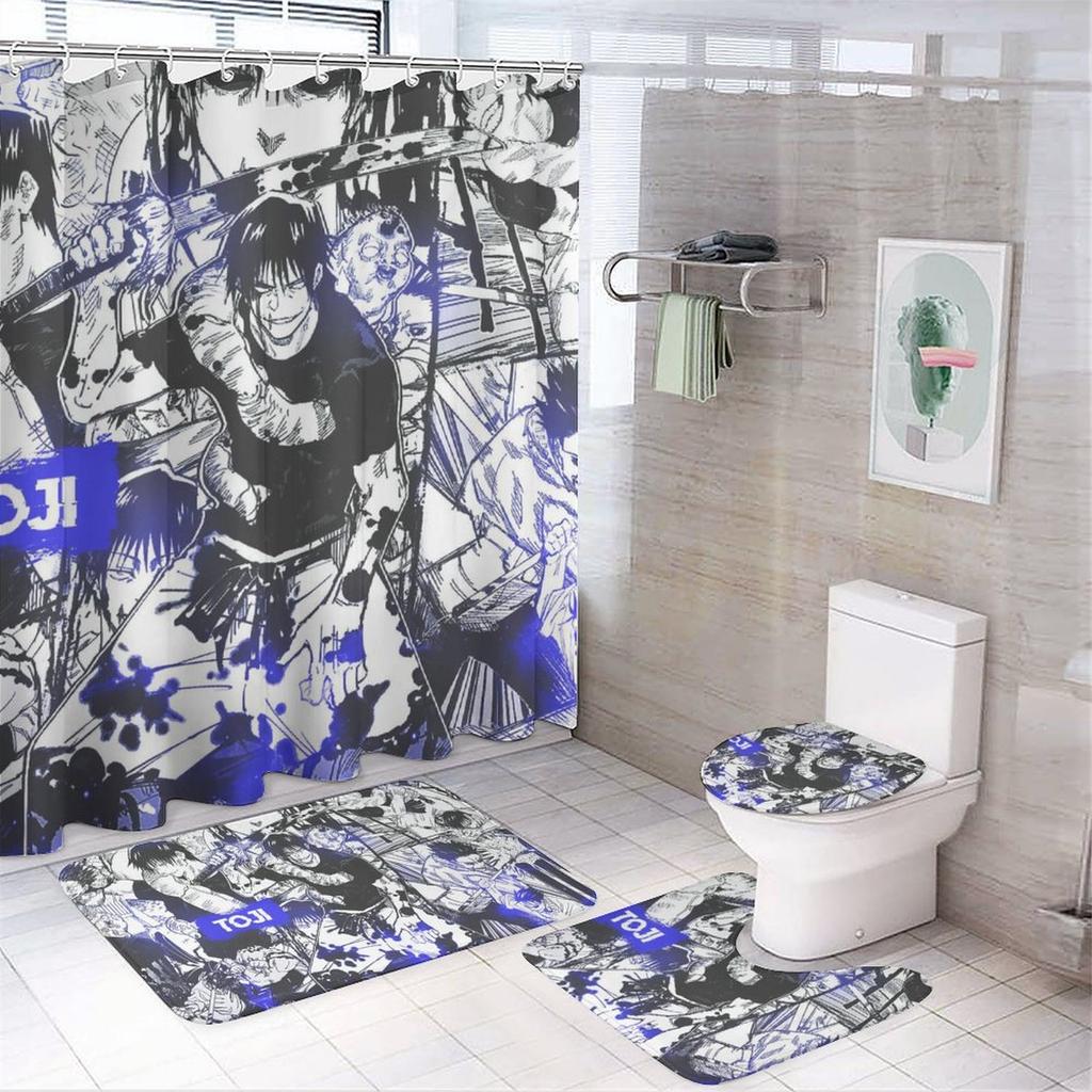 Anime Character Printed Shower Curtain Modern Non-Slip Carpet Shower Curtain Waterproof Polyester Home Decor 180