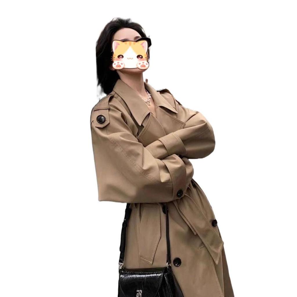 Women's British-Style Long Trench Coat - Spring & Autumn 2025 Collection, New and Beautifully Casual for Petites