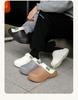 Men's Waterproof Indoor/Outdoor Plush Slippers with Thick Sole and Closed Toe for Winter Warmth.