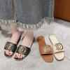 Women Luxury Decor Weave Design Flat Sandals Fashion Open-toe Vacation Casual Slides Party Elegant Office-Ladies New Slippers