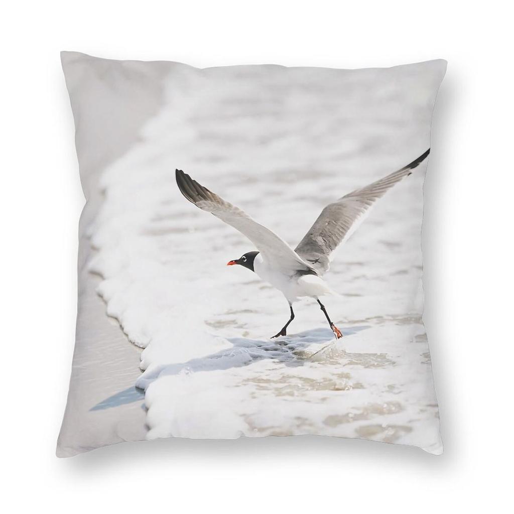 Seagull Taking Flight Pillowcase Polyester Linen Velvet Creative Zip Decorative Pillow Case Home Cushion Cover