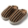 Fashion home cotton slippers women's autumn and winter new non-slip velvet warm colored striped cotton slippers