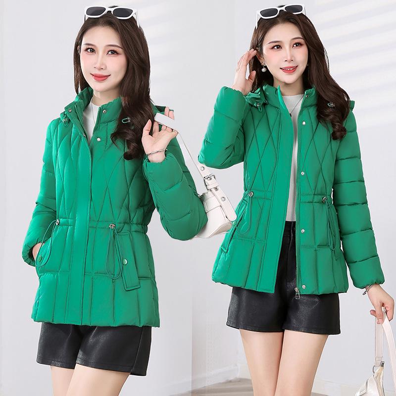Women's Short Hooded Cotton Jacket - Waist-Slimming Korean Style Outerwear