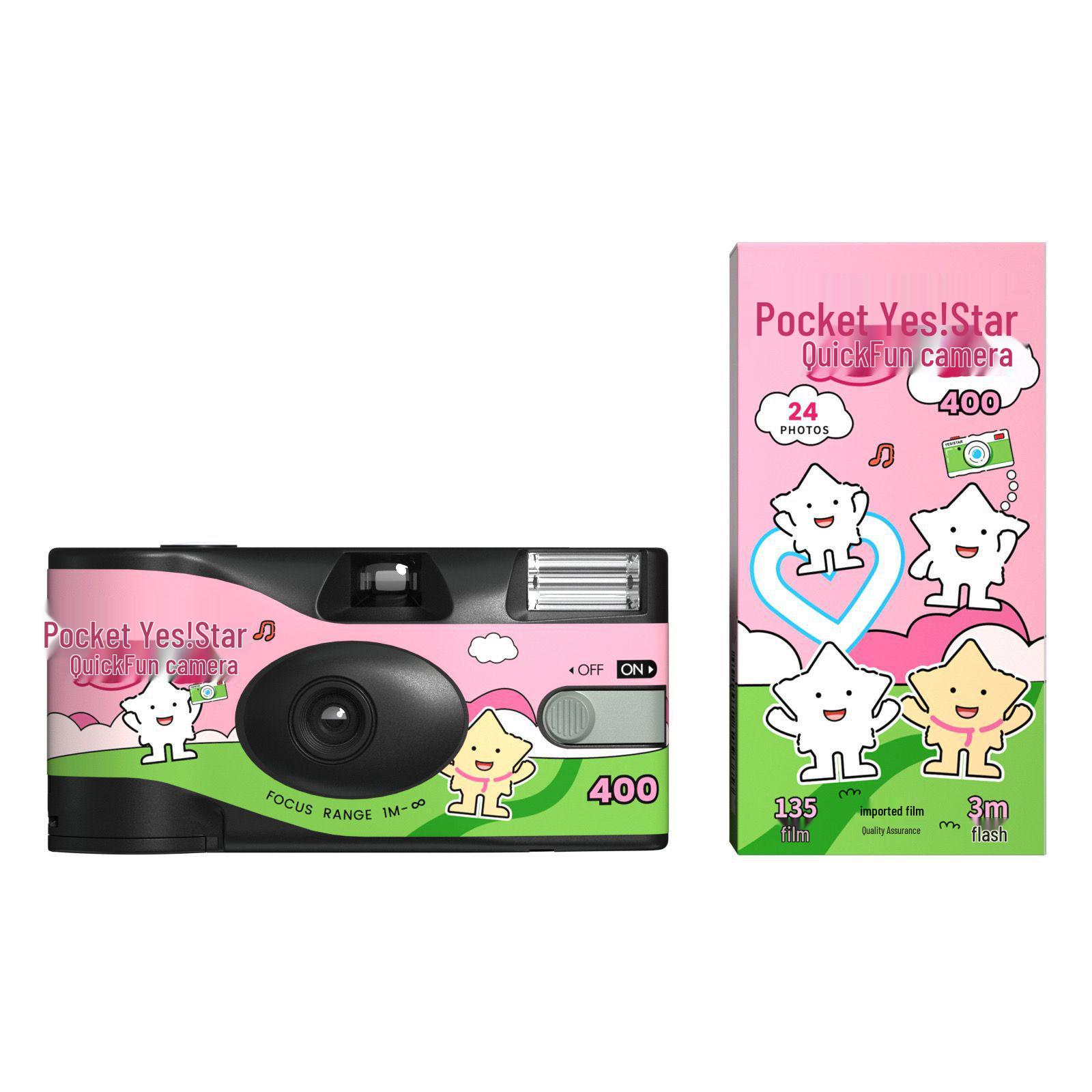 

Суперзірка Yesstar ACE27 Одноразова плівкова камера 400 ISO зі спалахом, 27/24 кадри, Наведи та знімай