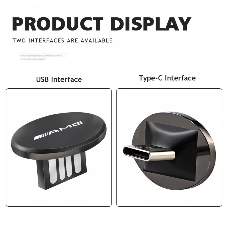WOOY7 Metal USB Type C Flash Drive Music Player Dash Cam Car USB Device For Mercedes Benz AMG GLC W203 W206 W220 W205 W211 W212 W201