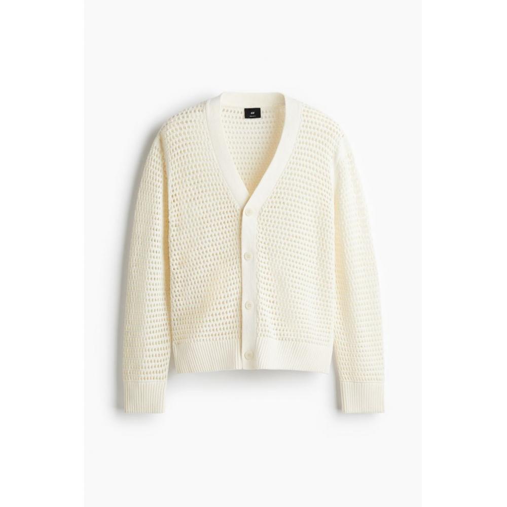

Кардиган HM Hole Knit Regular Fit кремовый M