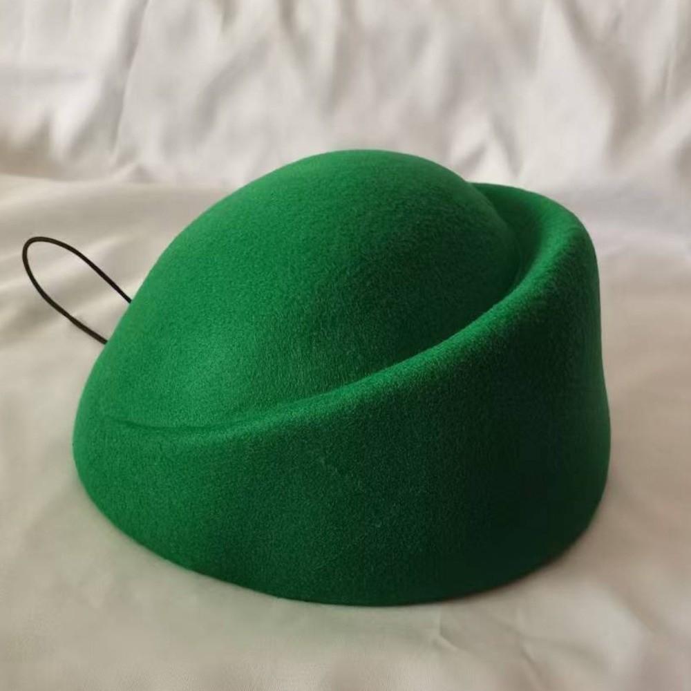 Elegant Style Pillbox Hat Versatile Design Airline Stewardess Caps Felt Fabric Beret Live Show