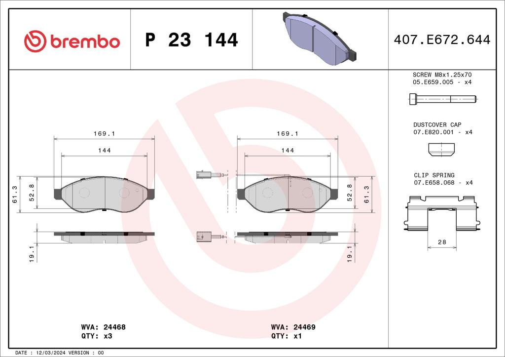 Brake Pads Fiat Ducato 06> Front 2-Sensors
