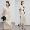 Demana Pure Cotton Workwear Stand Collar Dress