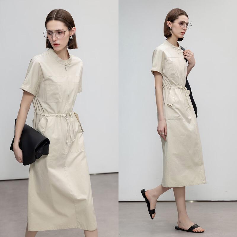 Demana Pure Cotton Workwear Stand Collar Dress