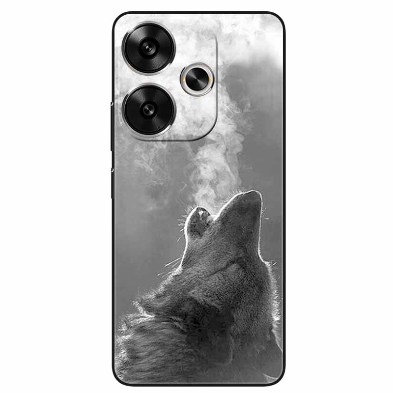 For Xiaomi Redmi 13 Case Animals Painted Black Silicone TPU Soft Bumpers for Redmi 13 4G 5G Redmi13 Phone Cover Protect Capa