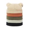 Cute Bears Ears Dome Caps Solid Color Melon Beanie Sweet Brimless Hat  Unisex