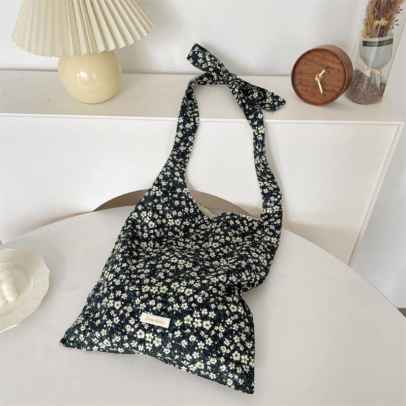 52 New fresh floral canvas bag women's street versatile underarm bag shoulder bag large capacity women's canvas bag