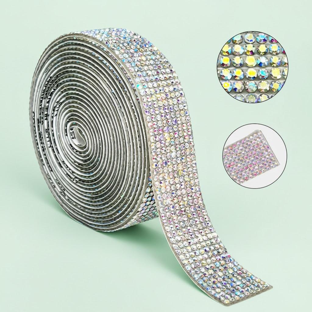 1 Roll Shining Rhinestone Sticker Self Adhesive Diamond Sticker DIY Decorative Stickers 4 8 10 14 Rows for Crafts Scrapbooking