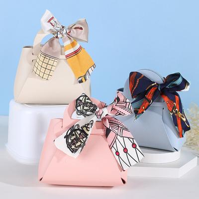 5 ADET Deri Pembe Hediye Çantaları Düğün Hediye Çantası Misafir İçin Kurdeleli Mini El Çantası Şeker Paketleme Kutusu Parti Dekoru