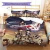 Attack on Titan Pattern Bedding,Quilt Set Quilt Cover Pillowcase Home Birthday Gift (1 * duvet cover + 2 * pillowcase, without core)