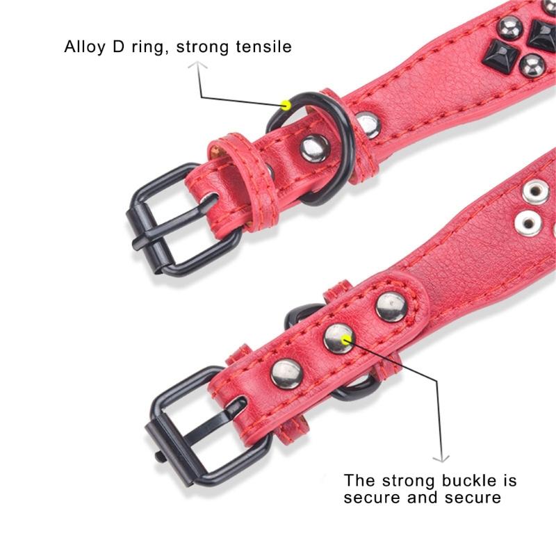 Stili Pelle Collare per Animali Domestici Morbido Comodo Collare per Cani Regolabile Borchie Collare per Indossare Comodamente