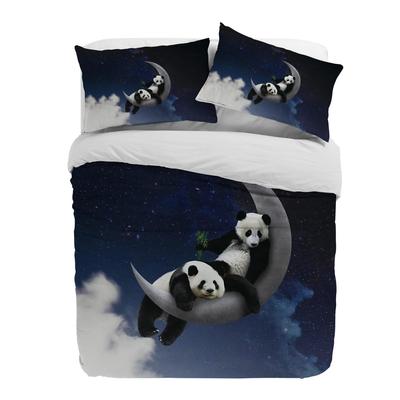 Notte di Luna Cielo Stellato Panda Bambù Animale Stellare Copripiumino Con Federa Personalizzato Set Biancheria da Letto 3 Pezzi Coperta Piumino Letto Matrimoniale Tessile per la Casa
