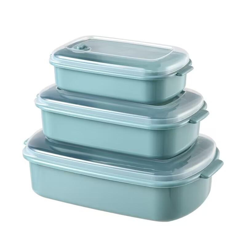 Kitchen Refrigerator Storage Box Microwave-safe Plastic Lunch Box for Fruits with Lid and Sealing Function