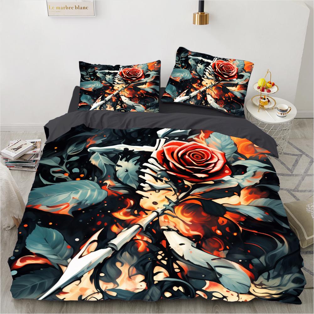 Colorful Flower Bedding Set Cartoon Comforter Sets Double Queen King Twin Full Size Duvet Cover Set Kids Girls White Bed Linen