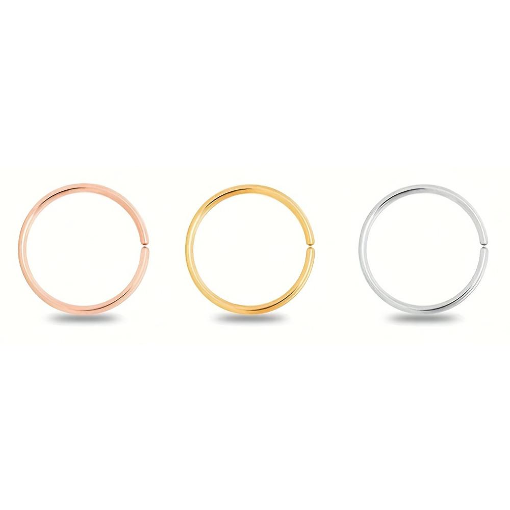 3 szt. 20G/16G 6/8/10mm Kółka do nosa Zestaw Mała Cienka Biżuteria do piercingu Elegancka Minimalistyczna Do przegrody nosowej Kolor Złoty Srebrny Różowe złoto