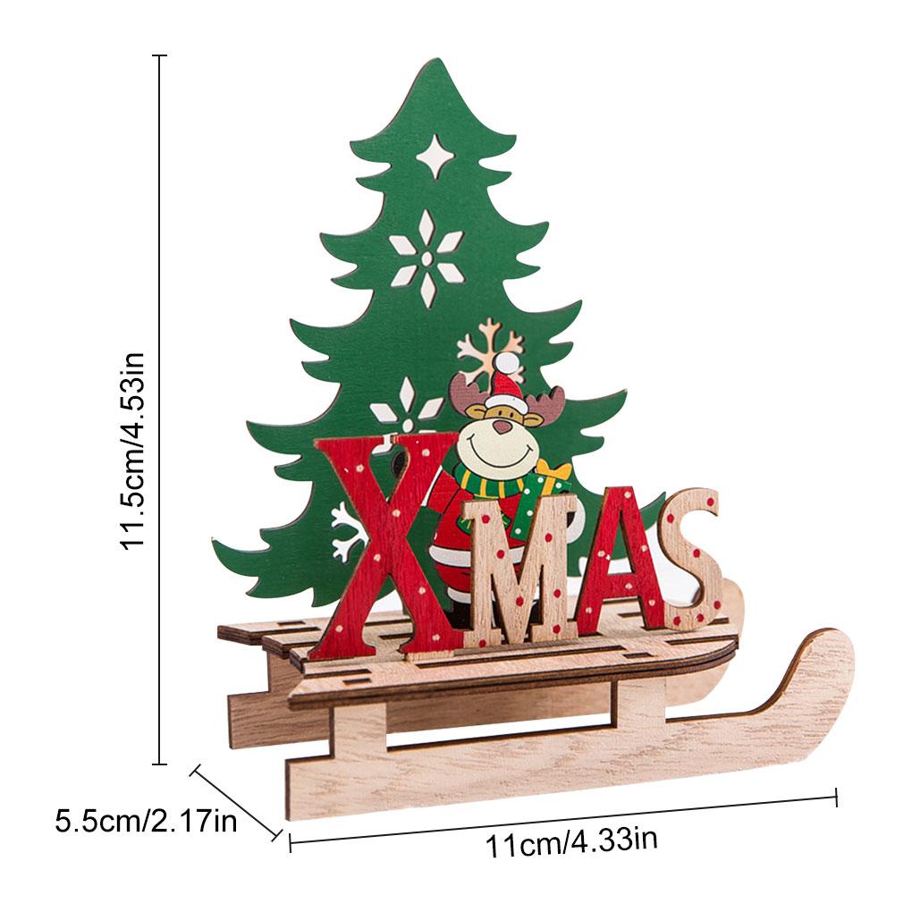 Christmas Assembled Ornament DIY Handmade Sleigh Wooden Craft Xmas Table Decoration Small Snowman
