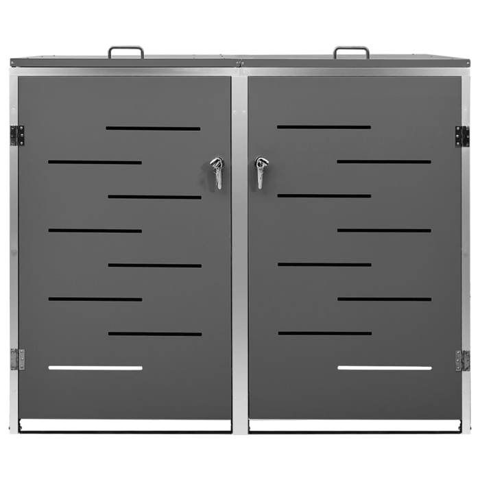 VidaXL Abri pour deux poubelles 138x77,5x115,5 cm Inox, Acier inoxydable, Anthracite