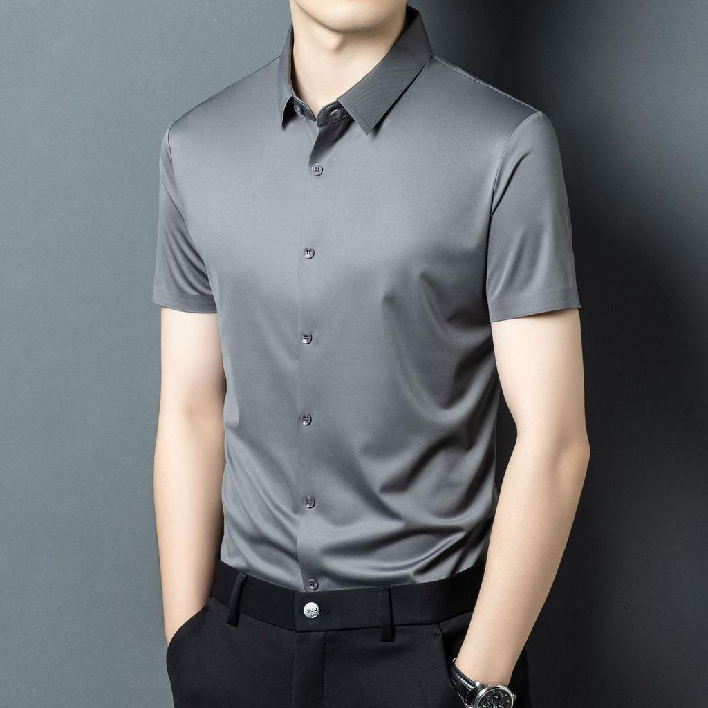 Short Sleeve Shirt Men's Summer Lapel Collar Business Casual Versatile Top