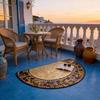 Floor Mat Semi-Circular Design 3D Illusion Rug Non-Slip Decorative Door Mat Entryway Living Room Bedroom Fade-Resistant Area Rug