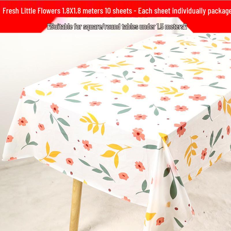 Waterproof Floral Print Tablecloth - Fresh, Rectangular Disposable Cover for Kindergarten Parties