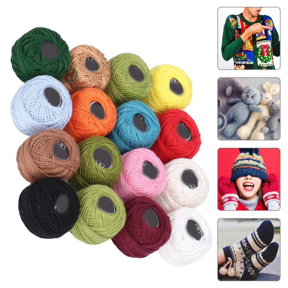 16pcs Natural Crochet Cotton Multi-Colors Jute Twine Rolls Durable Crochet Thread Present Wrapping