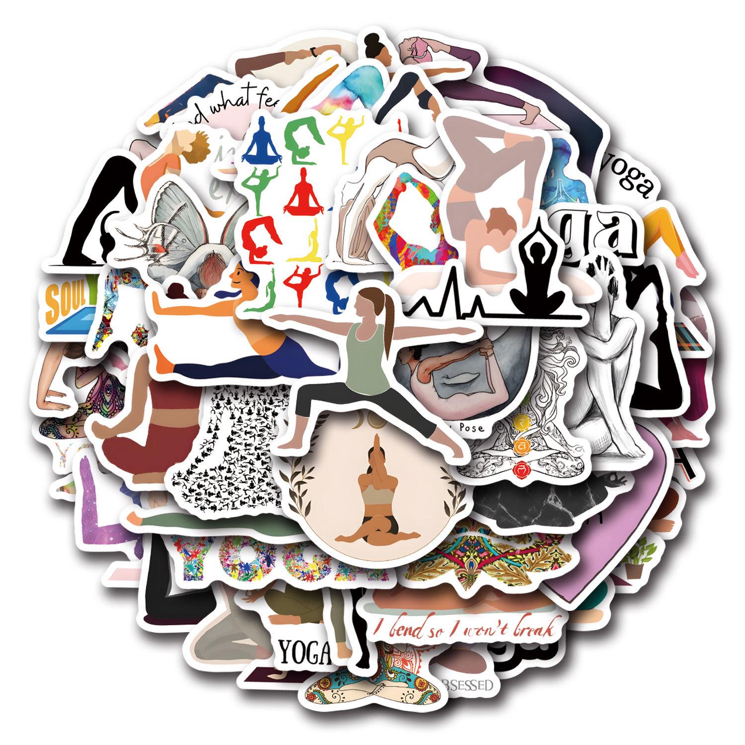 

55 New Yoga Graffiti Stickers for Suitcases, Notebooks, and Phones
