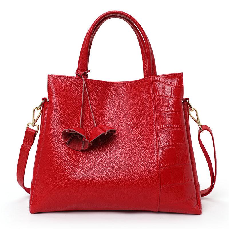 New Handbag Genuine Leather Women's Bag Casual and Fashionable Cowhide Shoulder Bag Diagonal Strap Bag Tassel Bag