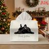 2D Flat 1pc, Tissue Box. Black French Bulldog Lying Down Pattern Napkin Dispenser, Reusable, Daily Desktop Tissue Organizer, Suitable for Kitchen Livi