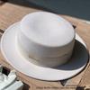 Hat Women's Autumn and Winter Retro British Hat Woolen Top Hat Wide Edge Fashion Versatile Ins Internet Celebrity Flat Top Hat
