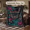 Gothic Theme Throw Blanket Custom Name Text Personalized Blanket Soft Cozy Blanket for Home Sofa Bed